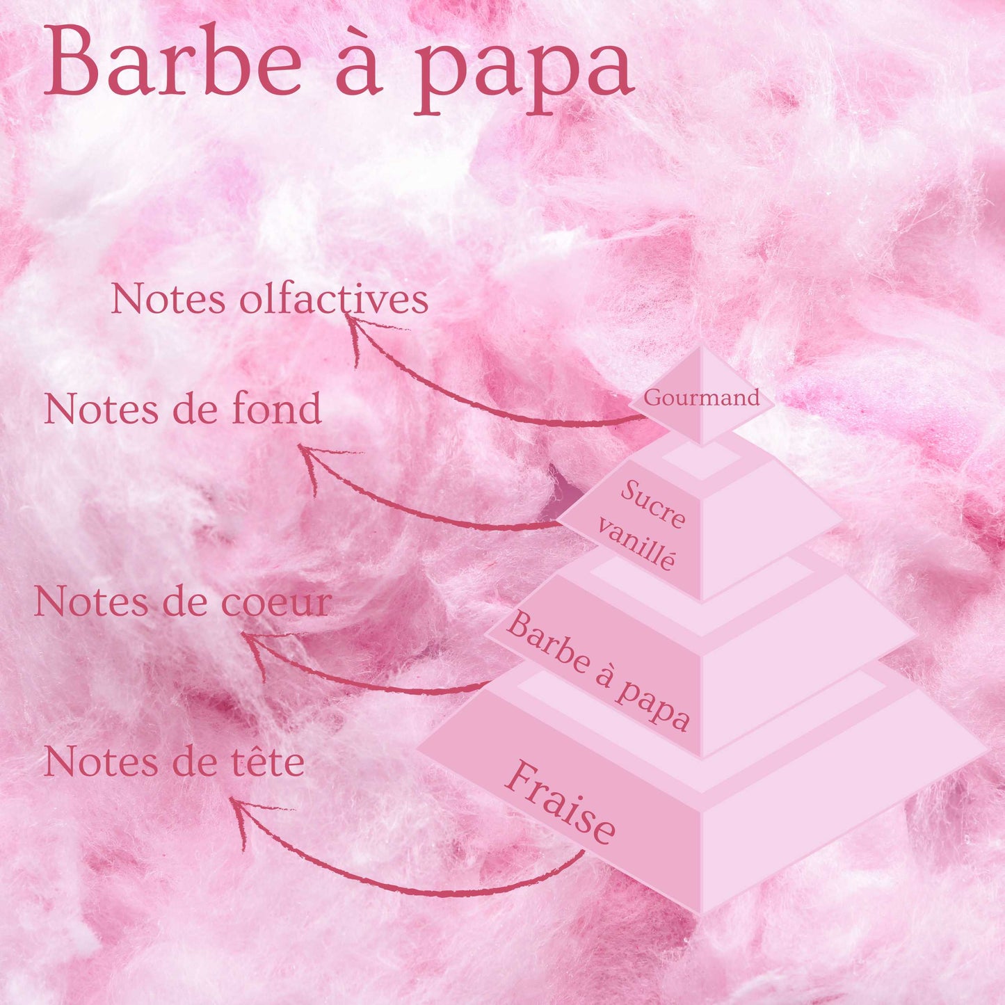 Pyramide olfactive de la bougie parfumée Barbe à papa.