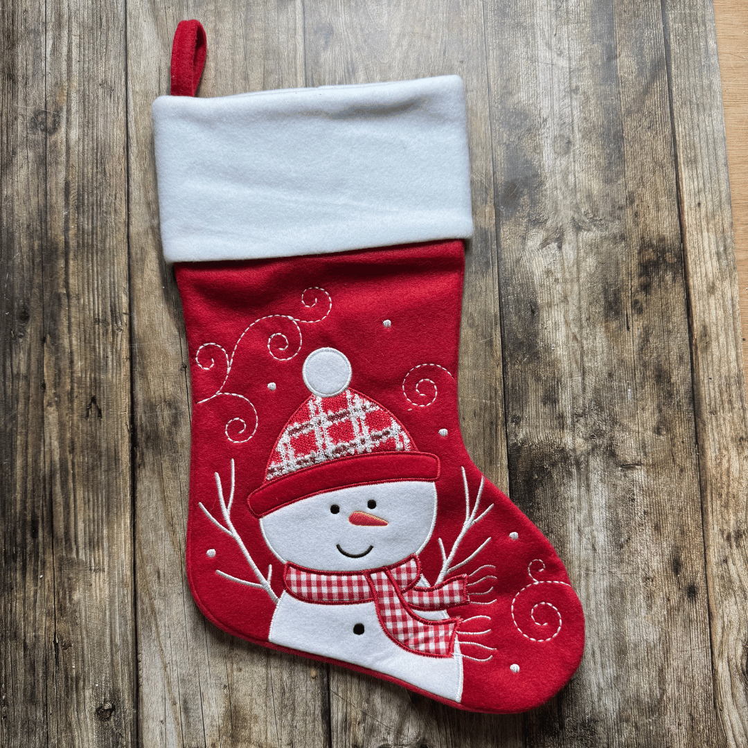 Chaussette de Noël personnalisable – Bonhomme de neige