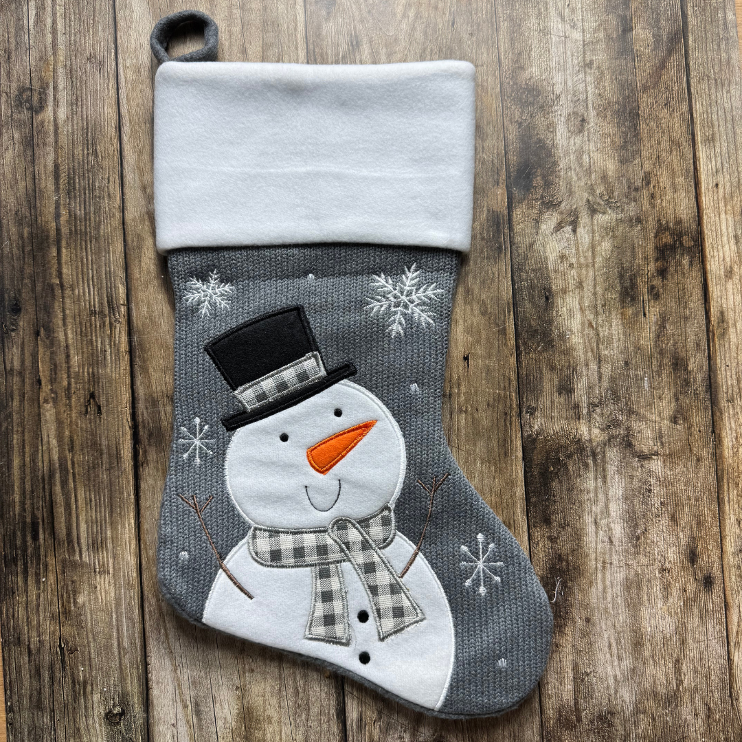 Chaussette de Noël personnalisable – Bonhomme de neige