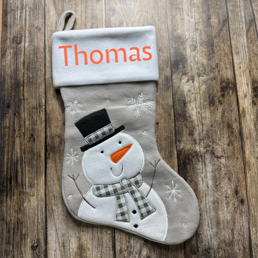 Chaussette de Noël personnalisable – Bonhomme de neige