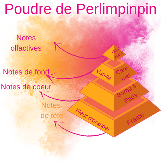 Pyramide olfactive du fondant parfumé Poudre de Perlimpinpin.