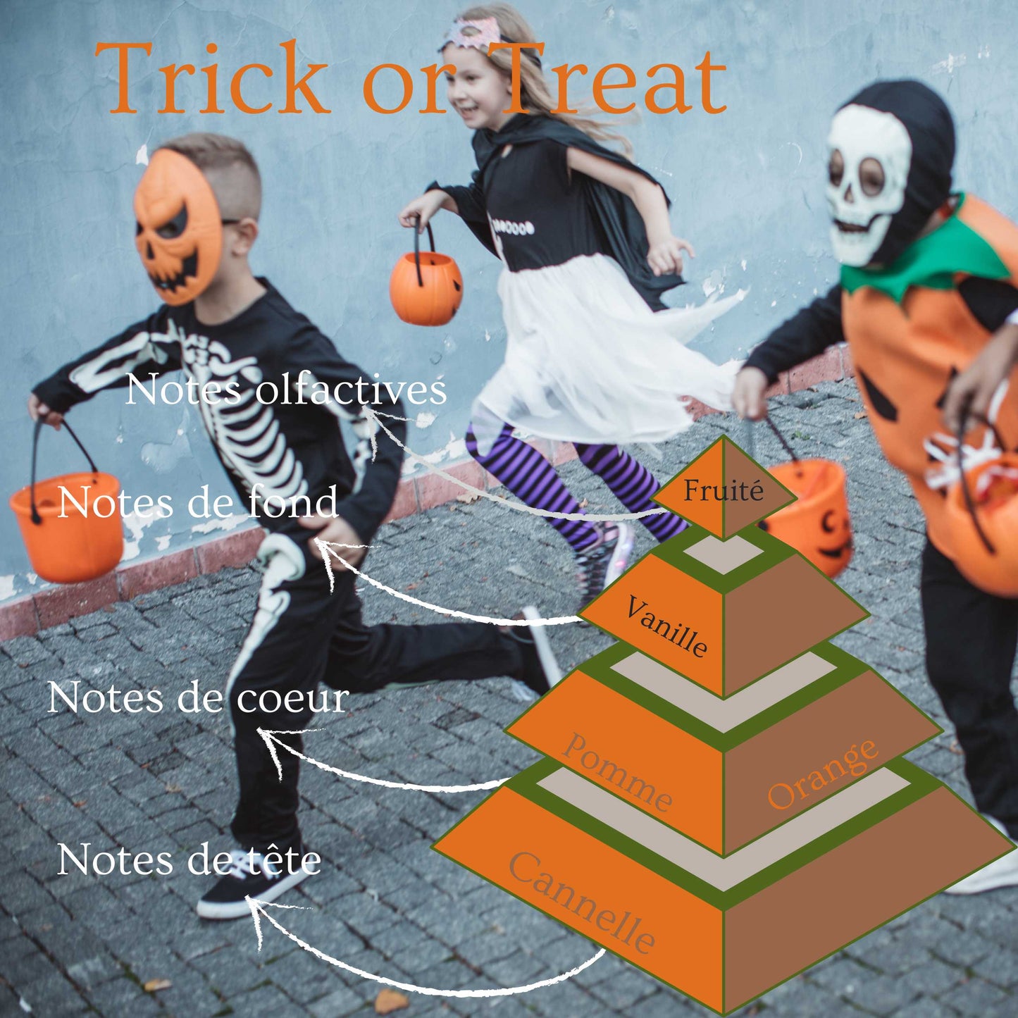 Pyramide olfactive de la bougie parfumée Trick or Treat.