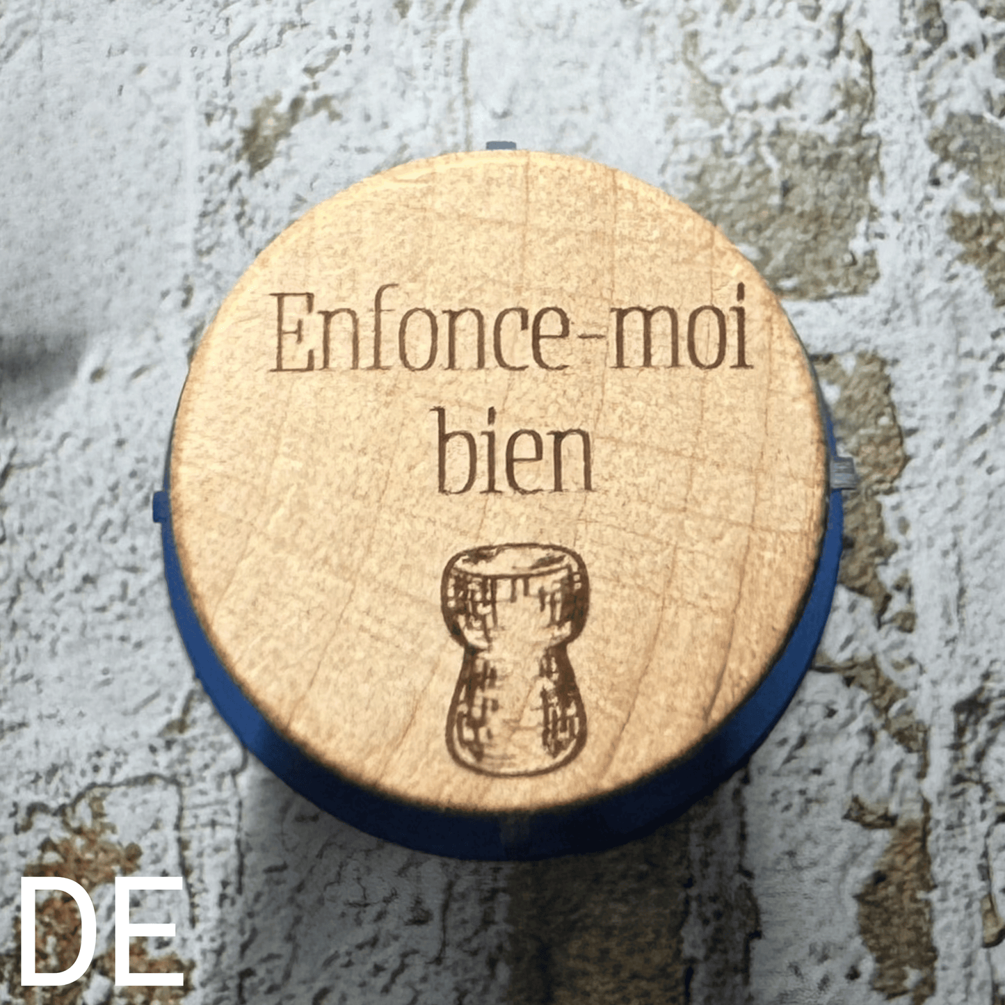 Bouchon en bois gravé - Enfonce moi bien