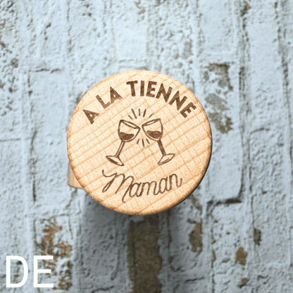 Bouchon en bois gravé - A la tienne