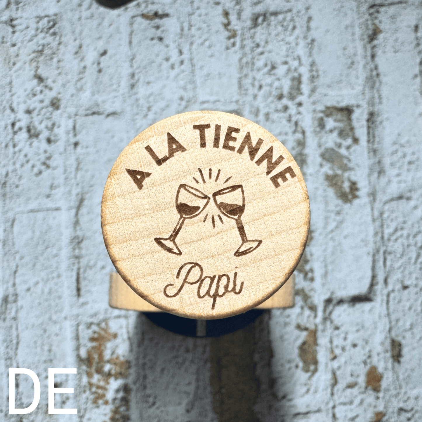 Bouchon en bois gravé - A la tienne