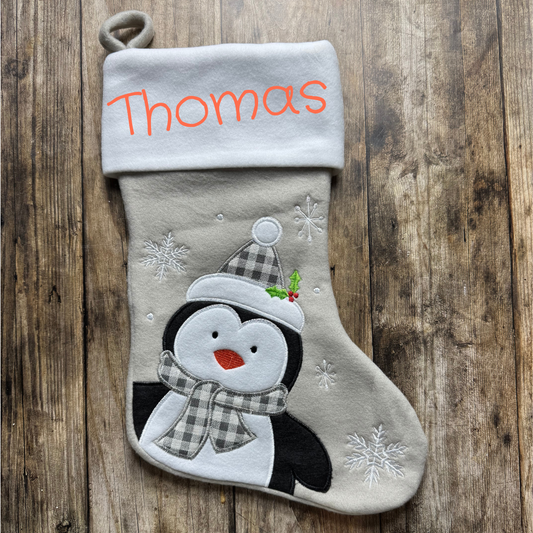 Chaussette de Noël personnalisable – Pingouin