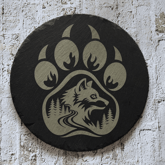 Dessous de plat Ø 30 cm en ardoise - Patte de loup