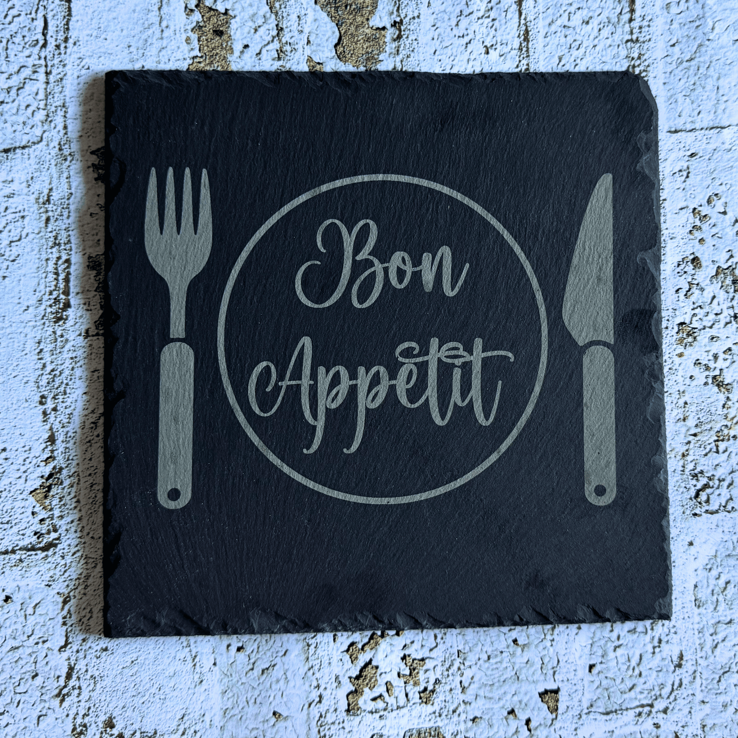 Dessous de plat en ardoise - Bon appétit avec couvert