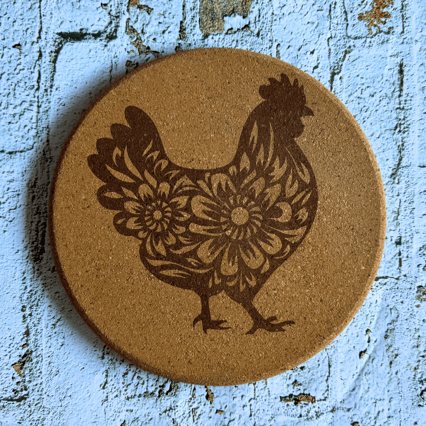 Dessous de plat en lièges - Coq en fleur