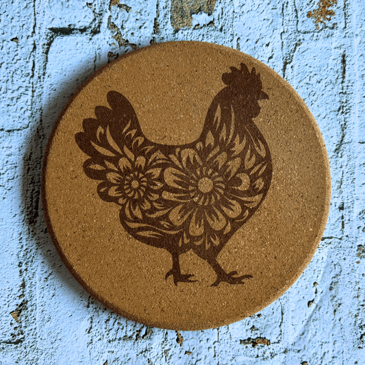 Dessous de plat en lièges - Coq en fleur