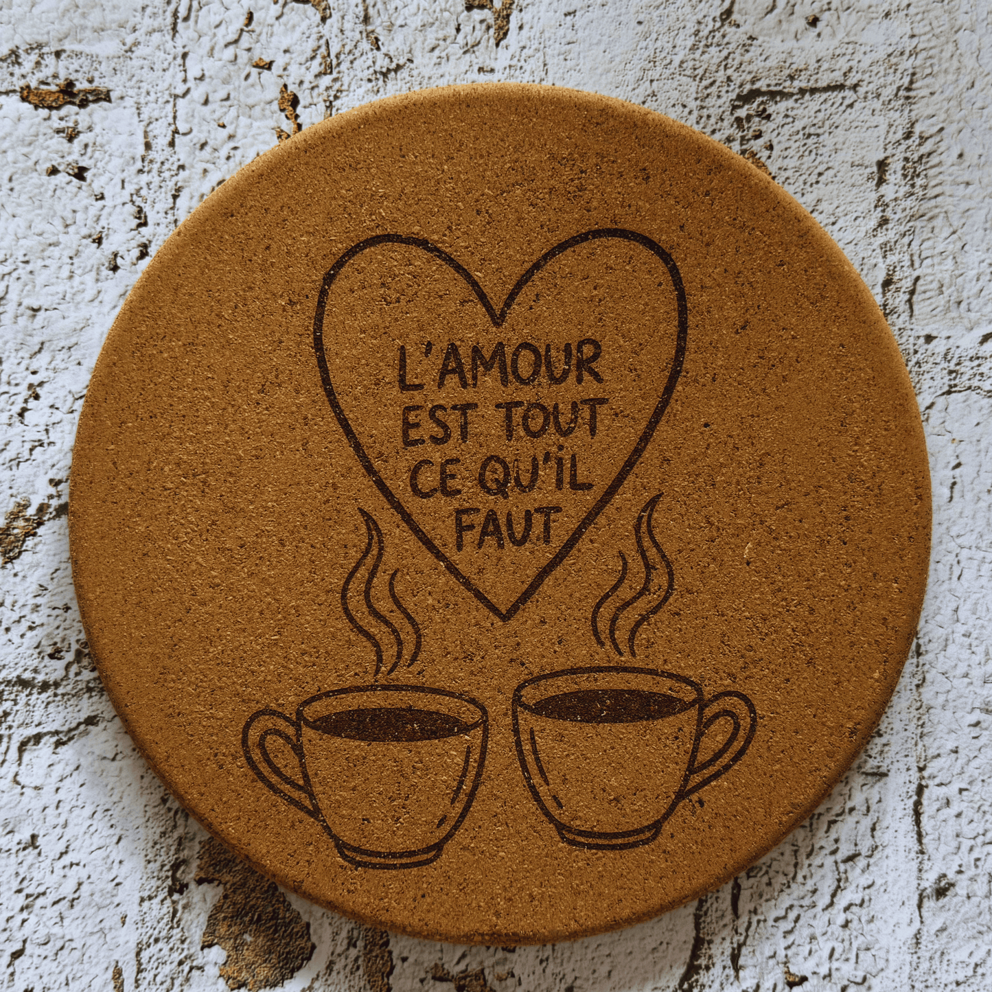 Dessous de plat Ø 19 cm en liège - L'amour est tout ce qu'il faut