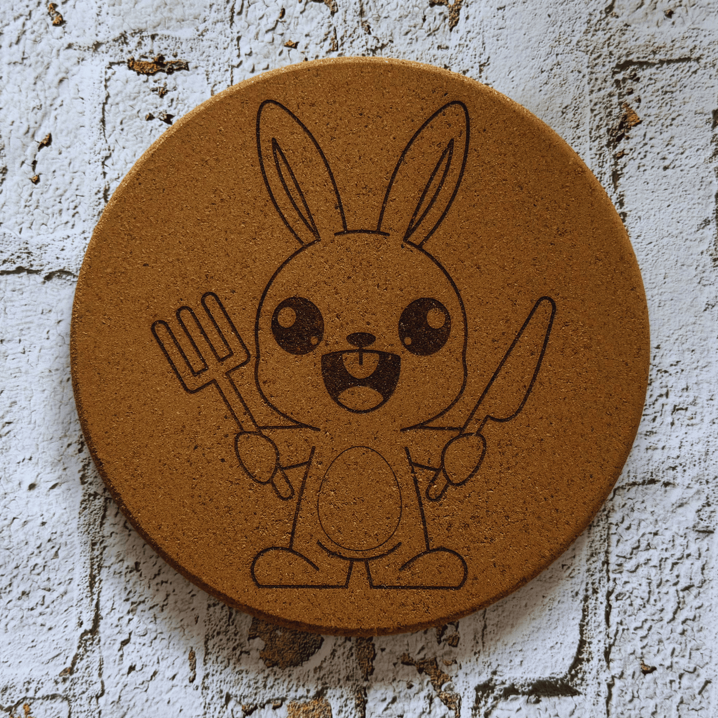 Dessous de plat Ø 19 cm en liège - Lapin