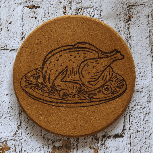 Dessous de plat Ø 19 cm en liège - Poulet rôti