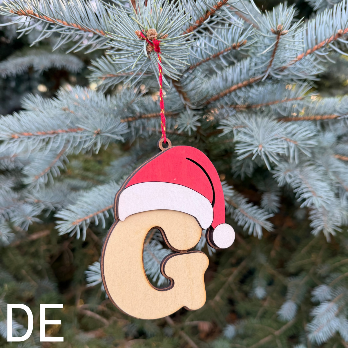 Lettre de Noël en bois à suspendre – Personnalisable