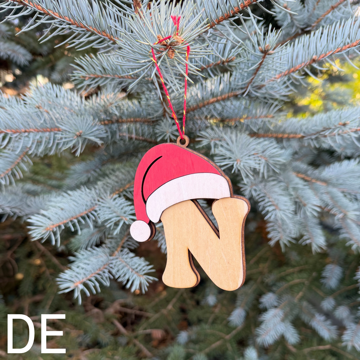 Lettre de Noël en bois à suspendre – Personnalisable