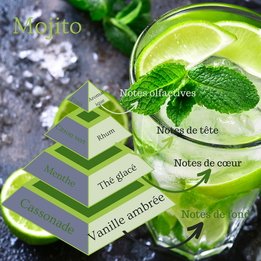 Pyramide olfactive du fondant parfumé Mojito.