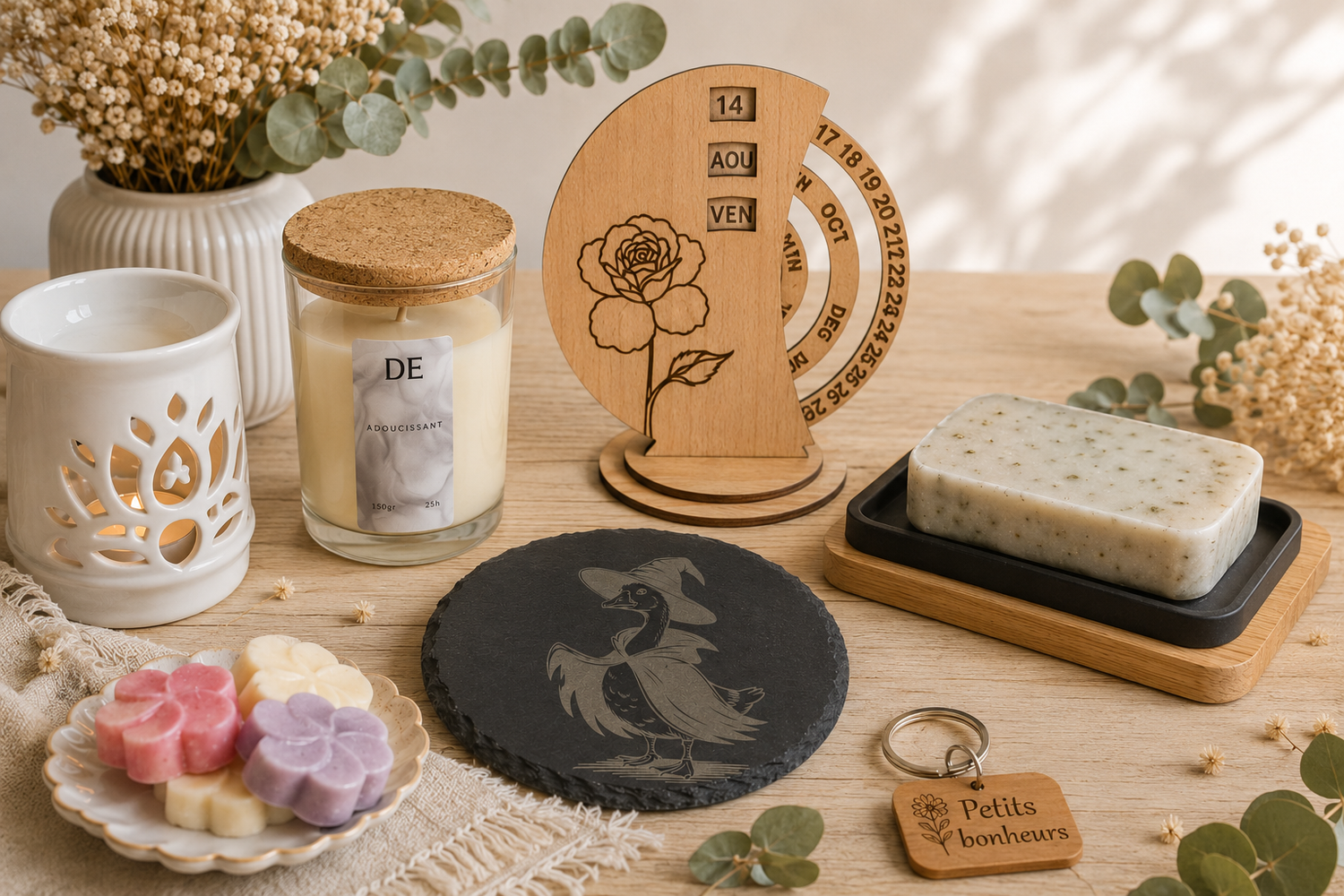 Bougie, fondants parfumés, savon et créations gravées de Délicates Effluves à Massieux